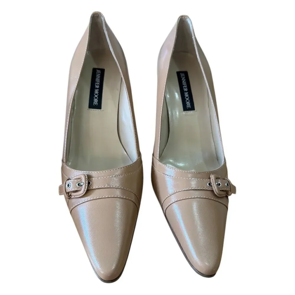 Jennifer Moore Tan Pointed Toe Loafer Style Stiletto Heel Women's Size 10M